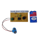 Circuit diagram of a home security alarm system using a magnetic reed switch, buzzer, and NPN transistor for burglar detection.
