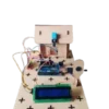 A digital room temperature monitoring system with an LCD display showing real-time environmental data in a smart home setting