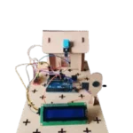 A digital room temperature monitoring system with an LCD display showing real-time environmental data in a smart home setting